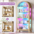 HNEBC Arched Display Case with RGB Lights, LED Curio Cabinet with Shelf - Image 7