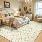 PLHXFR Area Rug Living Room: 4x6 Floral Washable Boho Carpet Beige Multi | - Image 3