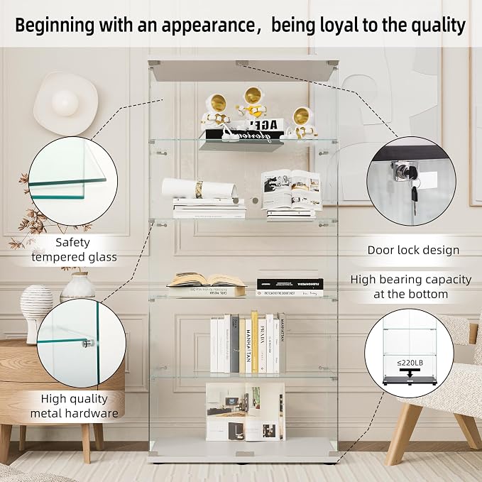 FLYMUHJIA Curio Cabinets with Tempered Glass Doors - Image 5