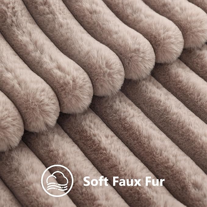 decorUhome Fall Faux Fur Throw Pillow Covers 12x20 Set of 2 Light Coffee | - Image 3