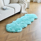 Turquoise Blue Faux Sheepskin Runner Rugs 2x6 ft, Fluffy Fur Couch Covers | - Image 6