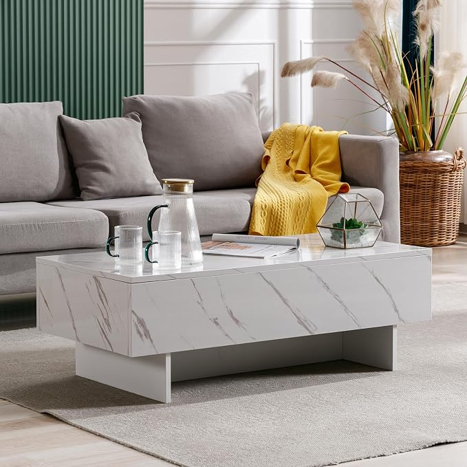 COSVALVE 41" Marble White Cool Coffee Table - Image 7
