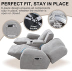 Recliner Loveseat Covers with Console, Stretch Geometric Strokes Jacquard - Image 4