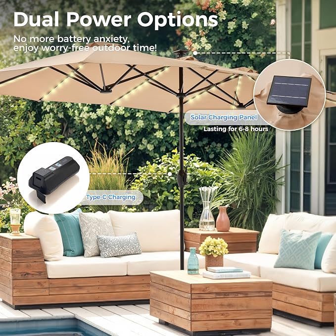 SUPERJARE 13ft Outdoor Patio Umbrella - Image 3