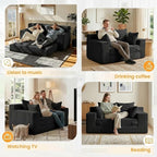 55" Small Boneless Couch, 3-in-1 Boneless Loveseat Sleeper Sofa Bed Convertible - Image 5