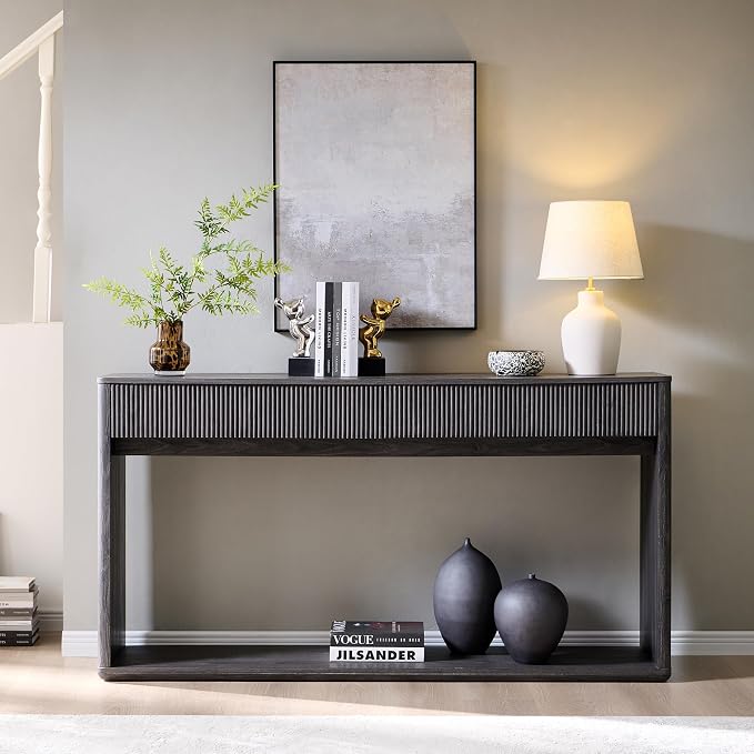 OKD 63" Fluted Console Table for Entryway, Modern Entryway Table - Image 3
