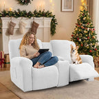 Recliner Loveseat Covers with Console, 6-Piece Stretch Geometric Strokes - Image 5
