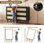 FUQARHY 6 Drawer Dresser Rattan Dresser Modern Chest - Image 6