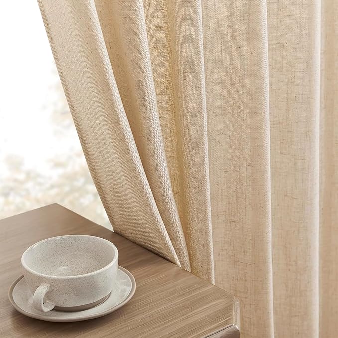 Joydeco Linen Curtains 72 Inch Length 2 Panel Sets, Light Filtering Curtains - Image 7