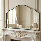 Besdomus Large Scalloped Black Mirror: 47"x31" Modern Minimalist Wood Frame by Besdomus