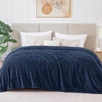 BEDELITE 3D Ribbed Jacquard Navy King Size Blankets - Image 2