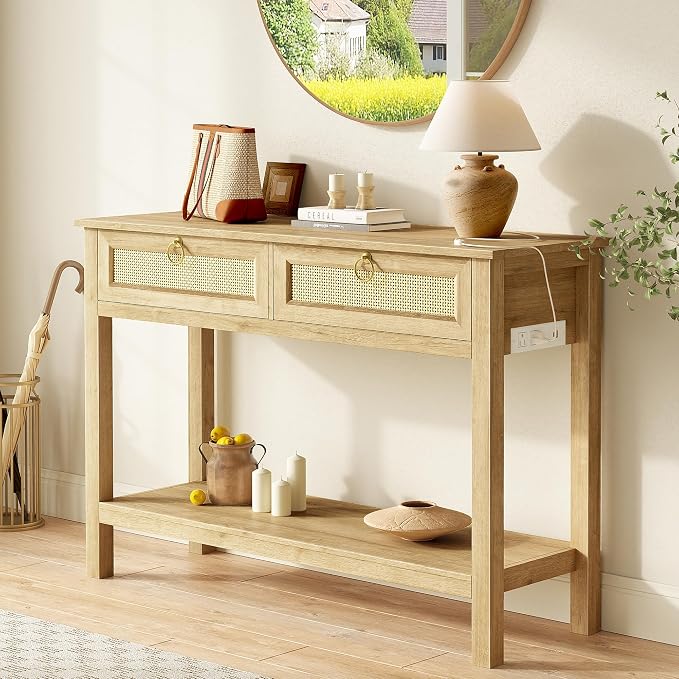 SUPERJARE Rattan Console Sofa Table by SUPERJARE