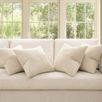 MIULEE Beige Throw Pillow Covers 16x16 Inch Set of 4 Boho Patchwork Cushion - Image 2