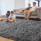 Grey Area Rugs for Living Room, Plush Fluffy Bedroom Rugs for Dorm Room 5x8 | - Image 2