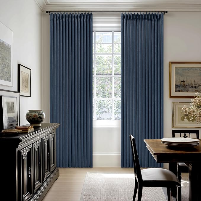 105 Inch Pinch Pleated Blackout Memory Trained Linen Curtains - Image 7