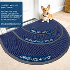 OLANLY Half Circle Front Door Mat 35x23, Waterproof Heavy-Duty Doormat | Blue - Image 2