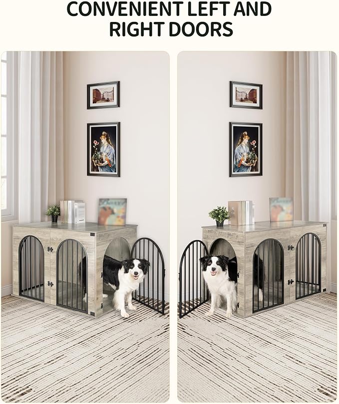 Hzuaneri 43.3" Wooden Dog Crate Furniture, Indoor Dog Kennel Dogs Cage - Image 5