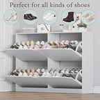 BORNOON Shoe Cabinet with 4 Flip Drawers, Narrow Hidden Shoe Storage Cabinet - Image 4
