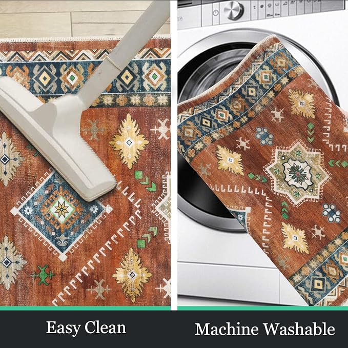 HEBE Boho Kitchen Rugs Set of 3, Non Slip Washable Kitchen Mats - Image 4