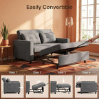 Gizoon 3-in-1 Convertible Loveseat Sleeper Couch Bed, 71.7" Extended Pull Out - Image 5