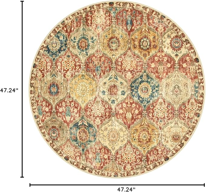Lahome Moroccan Washable Round Rugs, Non-Slip Soft Round Rug 4ft Ultra-Thin | - Image 2
