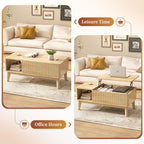 LYNCOHOME Fluted Lift Top Coffee Table - Image 3