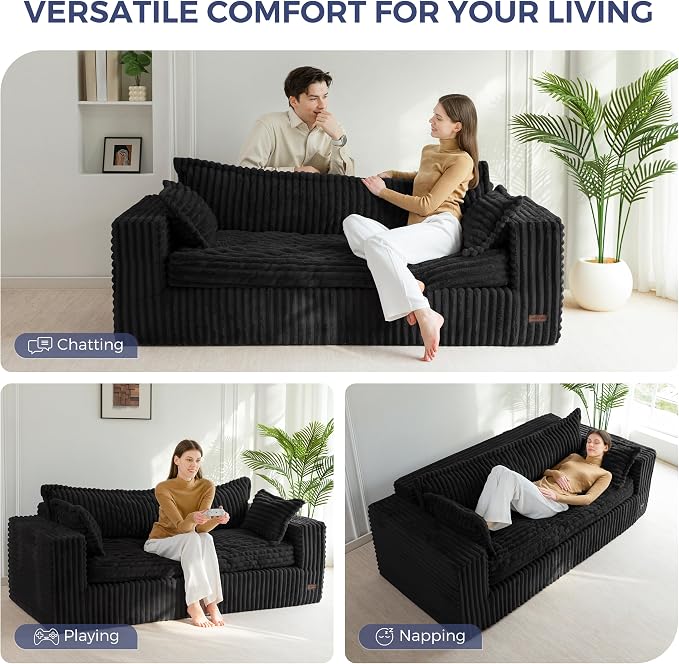 MAXYOYO 76" Bean Bag Sofa Couch, Loveseat Boneless Couch in a Box, Upholstered - Image 3