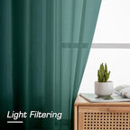 Sheer Curtains 63 inch Length 2 Panels Set, Light Weight Soft Solid Light - Image 2