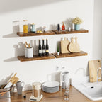 Bellsal Floating Shelves for Wall, Rustic Brown Wood Wall Shelf Set of 4 - Image 5