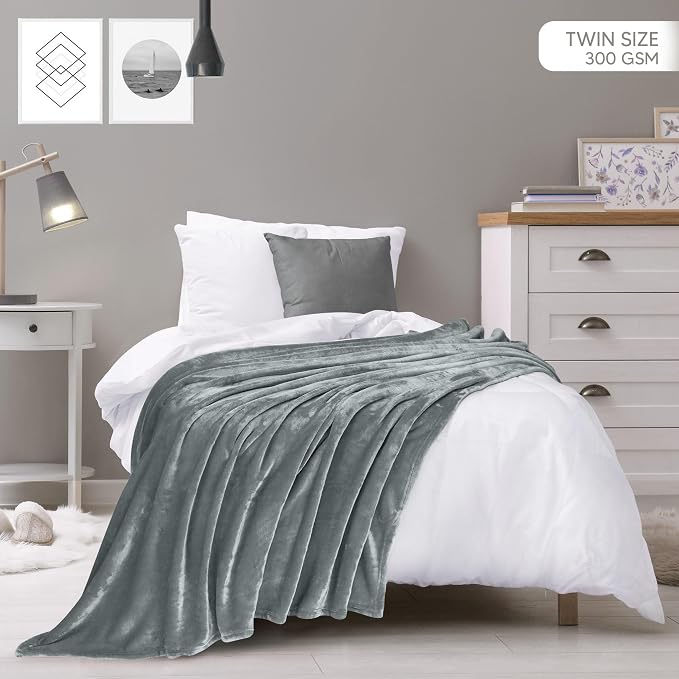 Utopia Bedding Soft Fleece Bed Blanket Twin Size Ash Grey | Microfiber Plush - Image 2