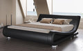 SHA CERLIN King Size Upholstered Bed Frame, Deluxe Low Profile Sleigh Bed by SHACERLIN