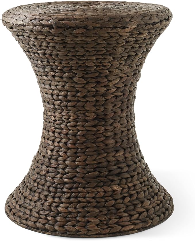 Casafield Hourglass Side Table, Espresso Dark Brown, Hyacinth Round End Table by Casafield