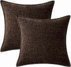 MIULEE Decorative Couch Throw Pillow Covers 18x18 Inch Dark Brown 2 Pack | - Image 8