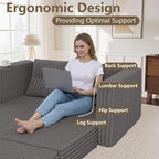 HABUTWAY 49.8" Loveseat Boneless Couch, 4-in-1 Convertible Sofa Bed, Plush Fur - Image 7