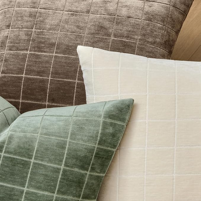 MIULEE Decorative Chenille Check Throw Pillow Covers Vintage Plaid Couch - Image 2