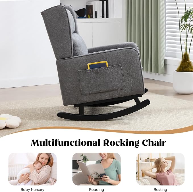 HCHAIRH Nursery Rocking Chairs, Modern Wingback Accent Chairs - Image 5
