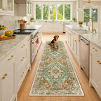 RELEANY Washable Area Rug, Runner 2'6"x8', Brick/Brown/Green | Non-Slip by RELEANY