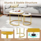 Giantex Nesting Coffee Table Set of 2, Round Stacking Side Tables - Image 8