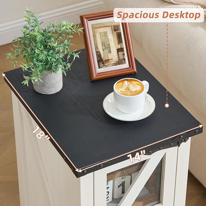 Joaxswe Narrow Night Stand for Small Spaces, Farmhouse Side End Table - Image 6