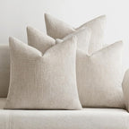 MIULEE Soft Decorative Chenille Pillow Covers Cream 16x16 Pack of 4 | Modern by MIULEE