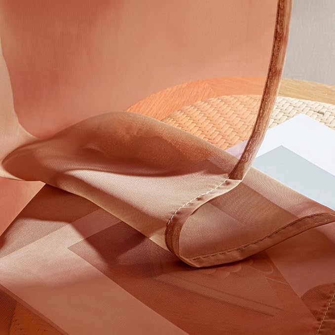 MIULEE 4 Panels Fall Burnt Orange Sheer Curtains 42 x 90 Inches | Light - Image 7