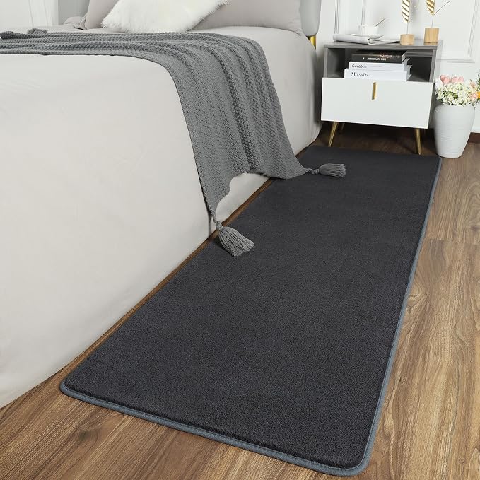 2x8 Runner Rug for Hallway, Long Runner Rugs Non Slip, Dark Grey | Soft - Image 4