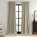 Extra Long 100% Blackout Linen Curtains by Guken