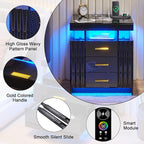 HNEBC LED Nightstand, Smart Bedside Table has Auto Sensor, High Gloss Night - Image 6