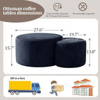 BSHOMGI Nesting Coffee Table Set of 2, Corduroy Ottoman Soft Foot Rest Movable - Image 2