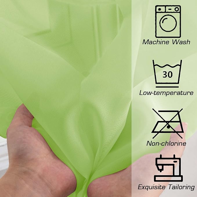 Lime Sheer Curtains for Bedroom Living Room 90 Inches Long, Elegant Solid Light - Image 5