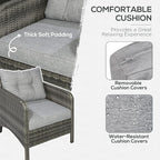 Outsunny 5 Pieces Rattan Wicker Lounge Chair Outdoor Patio Conversation Set - Image 4