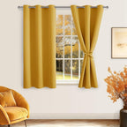 Blackout Curtains for Bedroom, Mustard Yellow 42 x 54 Inch 2 Panels | Thermal - Image 8