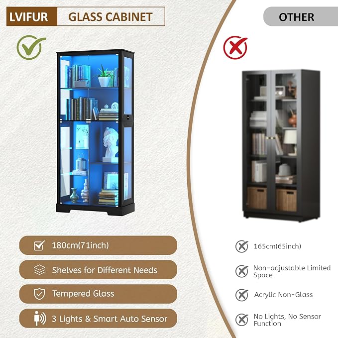 Gurexl Modern Glass Display Cabinet - Image 7