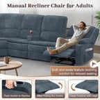 Yolsali Manual Reclining Sectional Sofa Set, 4 Seats Soft Fabric Recliner - Image 6